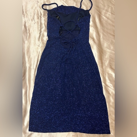 City Triangles Strapless Navy Glitter Dress - Picture 3 of 5